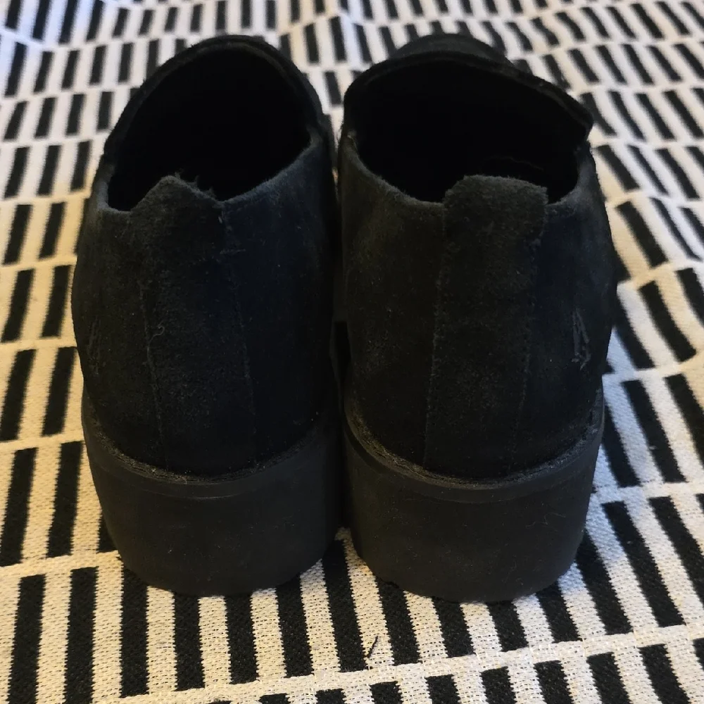 Hush Puppies Black Platform Suede Like Loafers